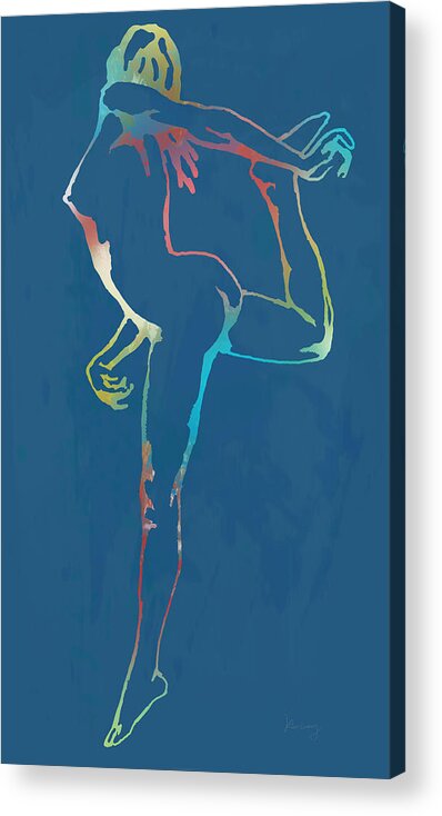 Nude Acrylic Print featuring the drawing Nude dancing pop stylised art poster #3 by Kim Wang