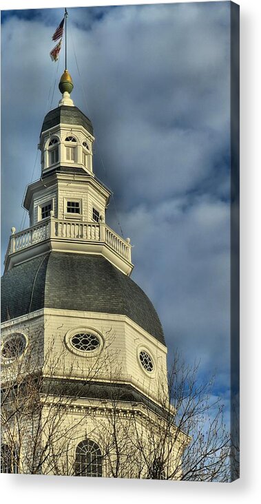 Annapolis Acrylic Print featuring the photograph Annapolis Statehouse by Jennifer Wheatley Wolf