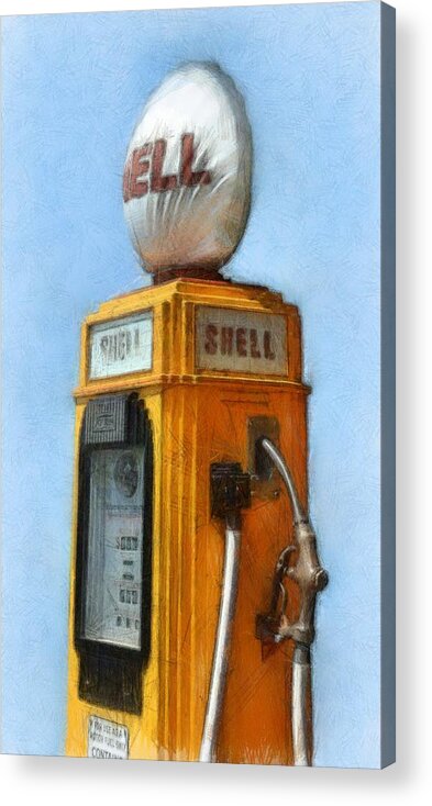 Nostalgia Acrylic Print featuring the photograph Antique Shell Gas Pump by Michelle Calkins