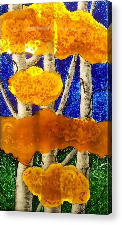 Fused Glass Acrylic Print featuring the glass art Aspens in Glass by Marian Berg