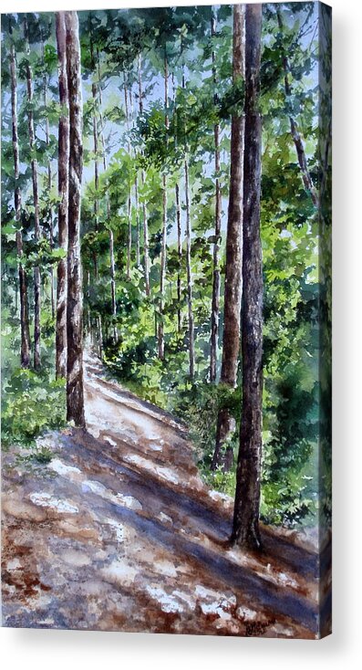 Woods Acrylic Print featuring the painting Cheraw Trail by Mary McCullah