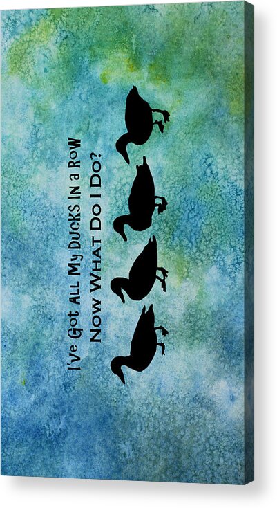 Geese Acrylic Print featuring the mixed media Ducks in a Row by Jenny Armitage