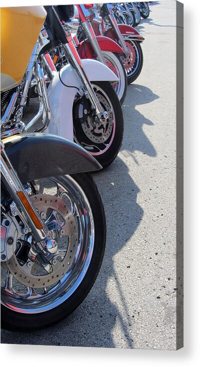 Motorcycles Acrylic Print featuring the photograph Harley Line Up 1 by Anita Burgermeister