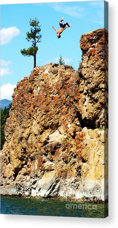 Cliff Jumping Acrylic Print featuring the photograph Look Out Below by Anita Braconnier