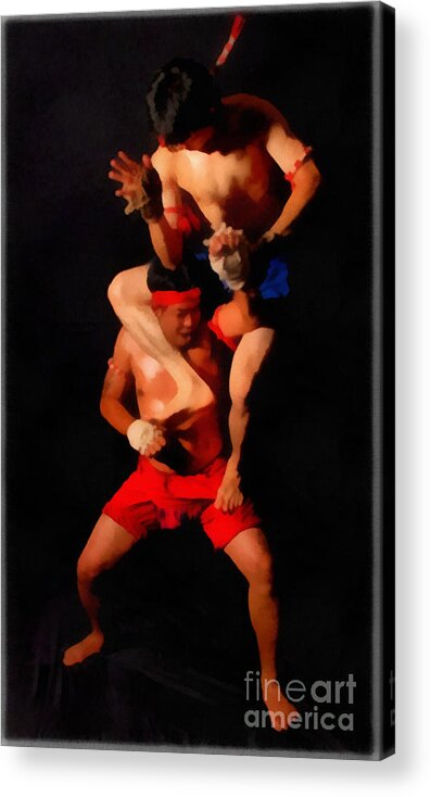 Fighter Acrylic Print featuring the digital art Muay Thai Arts of Fighting by Rames Ratyantarakor