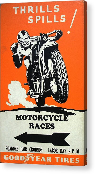 Roanoke Acrylic Print featuring the digital art Roanoke Vintage Motorcycle Racing Poster by Georgia Clare