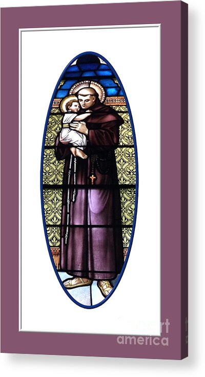 Saint Anthony Acrylic Print featuring the photograph Saint Anthony of Padua Stained Glass Window by Rose Santuci-Sofranko