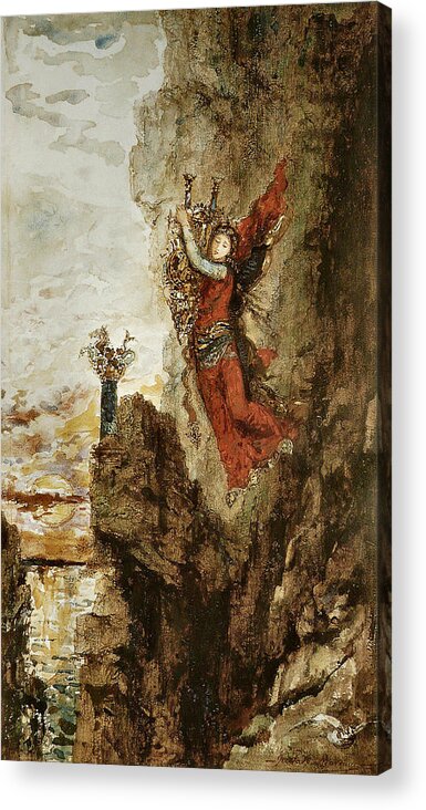 Gustave Moreau Acrylic Print featuring the painting Sappho in Lefkada by Gustave Moreau