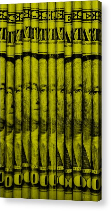 Money Acrylic Print featuring the photograph SINGLES in YELLOW by Rob Hans
