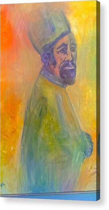 Colorful Byzantine Monk Acrylic Print featuring the painting The Monk $2500 SOLD by Richard Benson