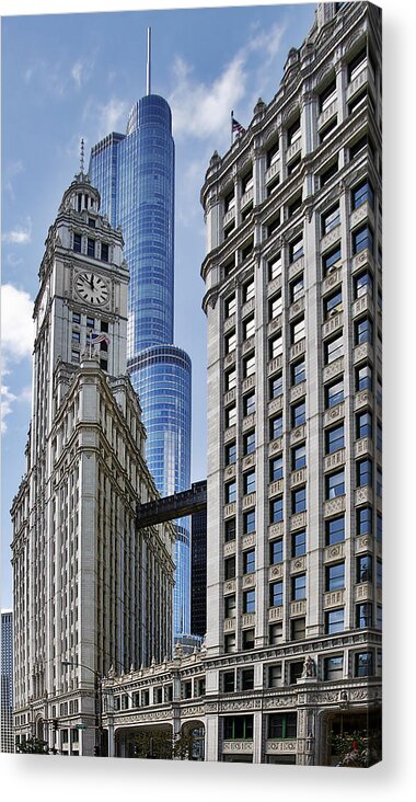 Chicago Acrylic Print featuring the photograph Wrigley and Trump in Harmony by Alexandra Till