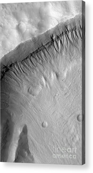 Rock Acrylic Print featuring the photograph A Gullied Crater Wall In The Terra by Stocktrek Images