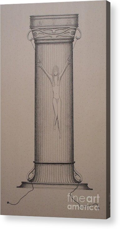 Greek Column Acrylic Print featuring the drawing Chained by Kip Vidrine