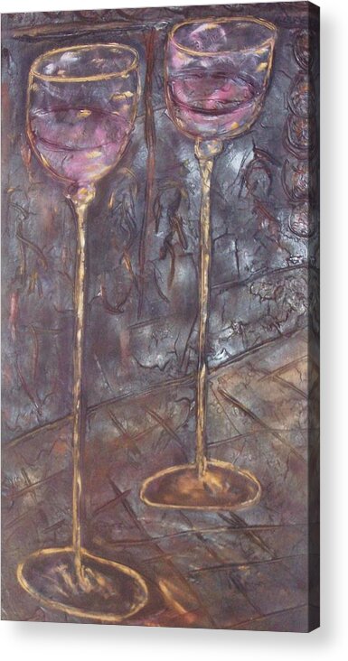 Wine Acrylic Print featuring the mixed media First Date by Chuck Gebhardt