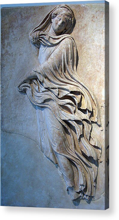 Ancient Greek Relief Acrylic Print featuring the photograph Hour dancing female by Andonis Katanos