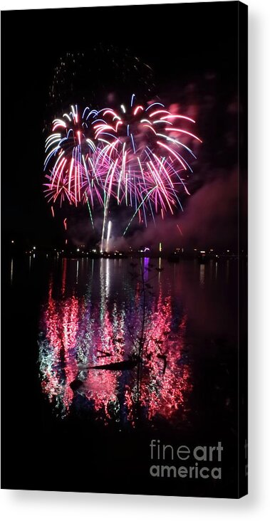 Fireworks Acrylic Print featuring the photograph Summer in Bay City #1 by Erick Schmidt