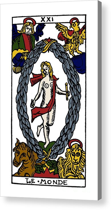 16th Century Acrylic Print featuring the photograph Tarot Card The World #1 by Granger