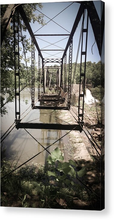 Kelly Hazel Acrylic Print featuring the photograph Abandoned Railroad Trestle Bridge Study in Perspective by Kelly Hazel