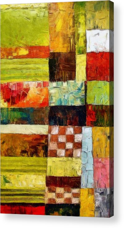 Patchwork Acrylic Print featuring the painting Abstract Color Study with Checkerboard and Stripes by Michelle Calkins