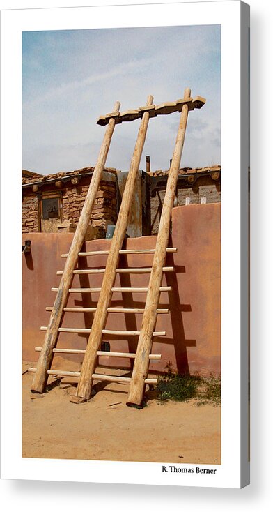 Native Americans Acrylic Print featuring the photograph Acoma Ladder by R Thomas Berner