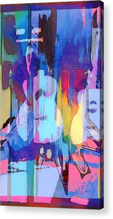 Blue Acrylic Print featuring the digital art Austin music by Cooky Goldblatt