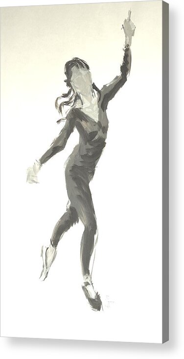  Acrylic Print featuring the drawing Ballet Dancer In Black Leotard by Mike Jory