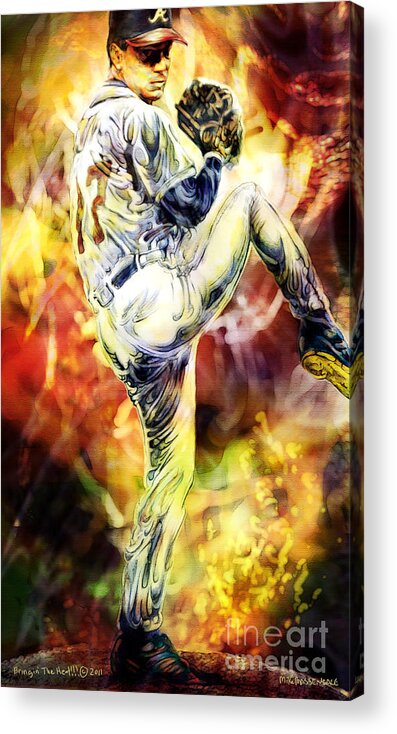  Pitcher Acrylic Print featuring the mixed media Bringin' The Heat by Mike Massengale