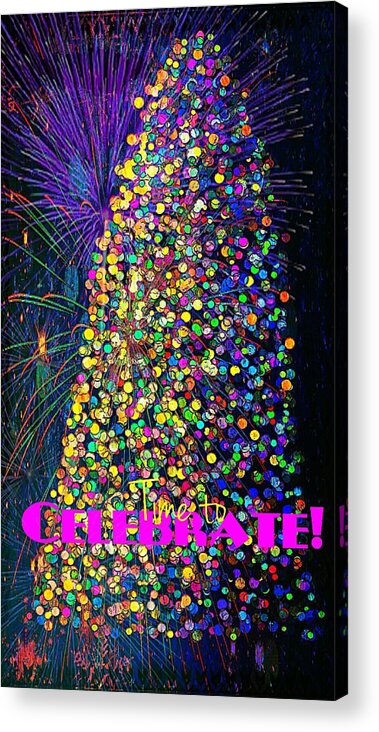 Holiday Tree Lights Acrylic Print featuring the digital art Celebrate In Lights by Pamela Smale Williams