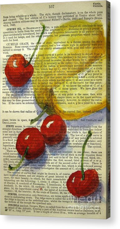 Cherries With Lemon Acrylic Print featuring the painting Delighting the Senses by Maria Hunt