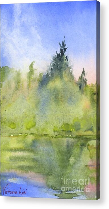 Watercolor Landscape Acrylic Print featuring the painting Edge of Morning by Victoria Lisi