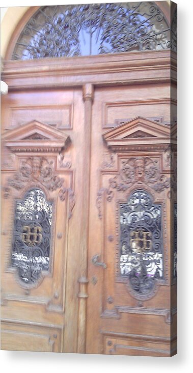 Door Acrylic Print featuring the photograph Entrance to the National Bank of Serbia by Anamarija Marinovic