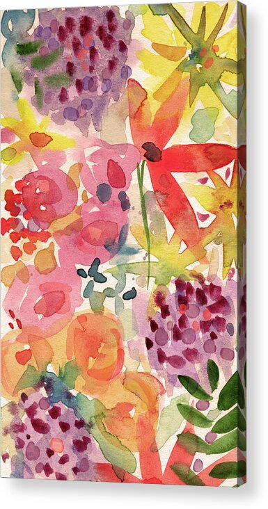 Flowers Acrylic Print featuring the mixed media Expressionist Fall Garden- Art by Linda Woods by Linda Woods