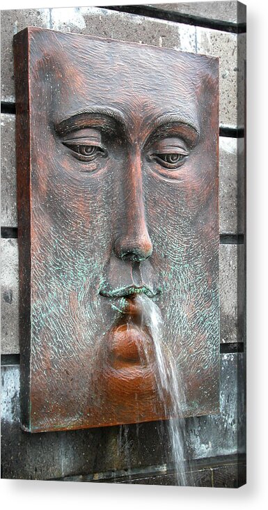 Fountain Acrylic Print featuring the photograph Face Fountain - Riviera Maya Mexico by Frank Mari