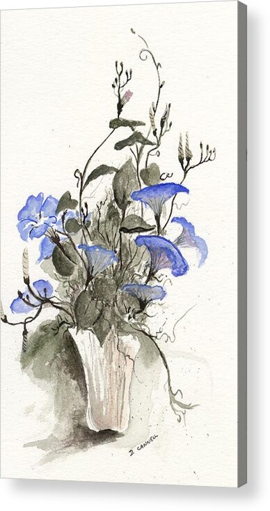Blue Acrylic Print featuring the painting Flower study seventeen by Darren Cannell