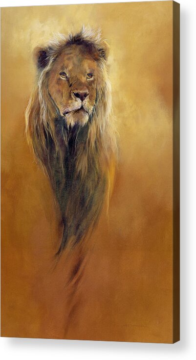 Animal; Furry; Lion; Wild Animal; Predator: King: Leo Acrylic Print featuring the painting King Leo by Odile Kidd