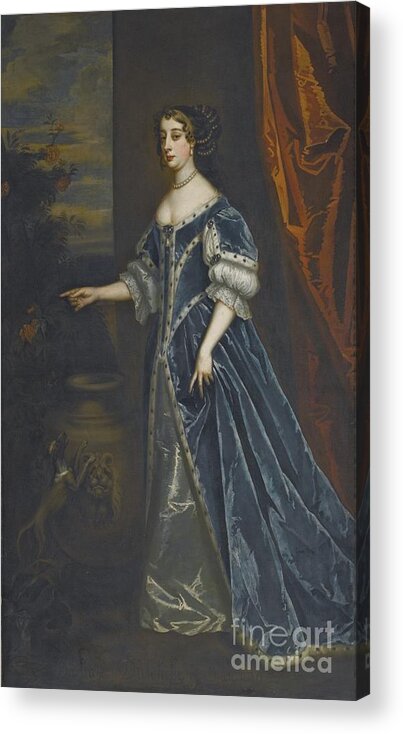 Studio Of Sir Peter Lely Soest 1618 - 1680 London Portrait Of Barbara Villiers Acrylic Print featuring the painting London Portrait Of Barbara Villiers by MotionAge Designs