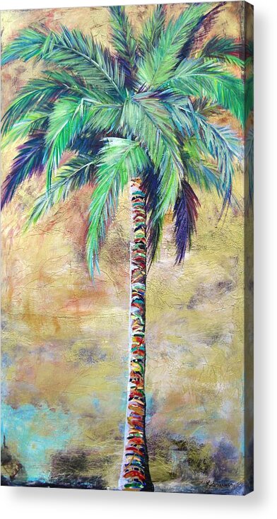 Gold Acrylic Print featuring the painting Mystic Palm by Kristen Abrahamson