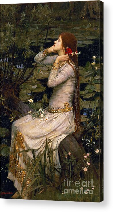 Ophelia Acrylic Print featuring the painting Ophelia by John William Waterhouse