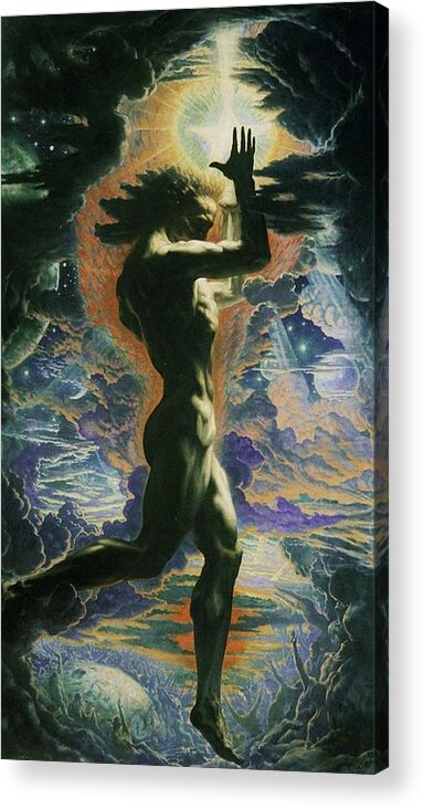 Prometheus Acrylic Print featuring the painting Prometheus by Jean Delville