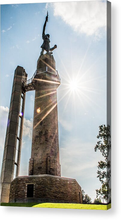 Birmingham Acrylic Print featuring the photograph Rays of Light at the Vulcan by Parker Cunningham