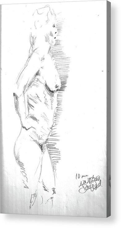 Nude Erect Acrylic Print featuring the drawing Standing Nude by Brian Sereda
