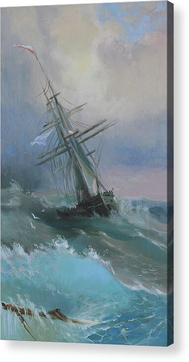 Russian Artists New Wave Acrylic Print featuring the painting Stormy Sails by Ilya Kondrashov