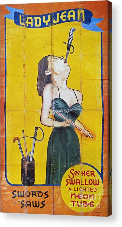 1950s Acrylic Print featuring the photograph SWORD SWALLOWER, c1955 by Granger