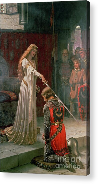 The Acrylic Print featuring the painting The Accolade by Edmund Blair Leighton
