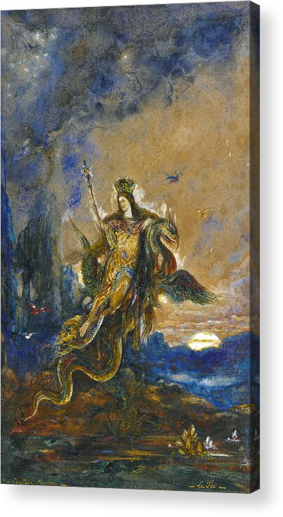 Gustave Moreau Acrylic Print featuring the drawing The Fairy by Gustave Moreau