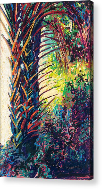 Palms Acrylic Print featuring the pastel Two Palms by David Randall