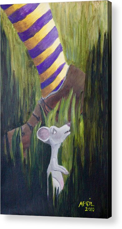 Mouse Acrylic Print featuring the painting Yikes Mouse by April Burton