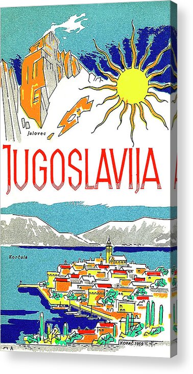 Yugoslavia Acrylic Print featuring the painting Yugoslavia, Adriatic coast, Korcula isle, Croatia by Long Shot