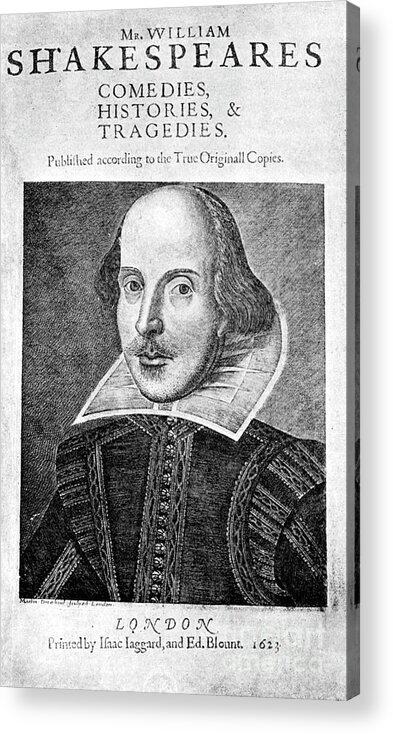 Engraving Acrylic Print featuring the drawing William Shakespeare, English #2 by Print Collector