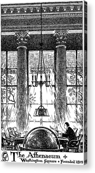 Thornton Oakley Acrylic Print featuring the drawing Athenaeum Reading Room by Thornton Oakley